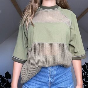 Oversized green t-shirt with special material